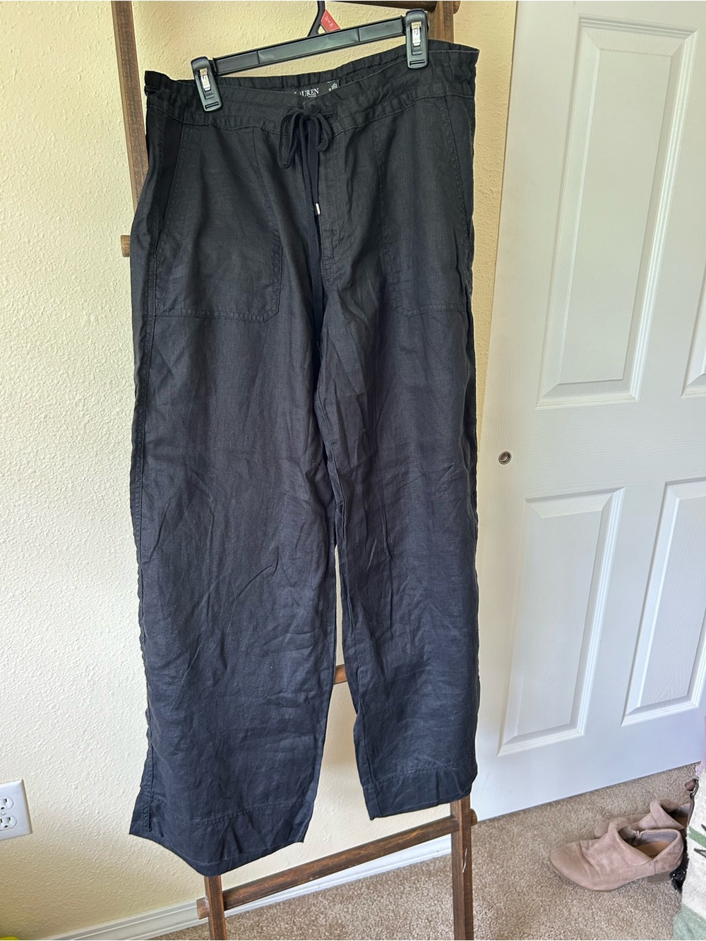 Woman’s Ralph Lauren Black Drawstring Linen Pants